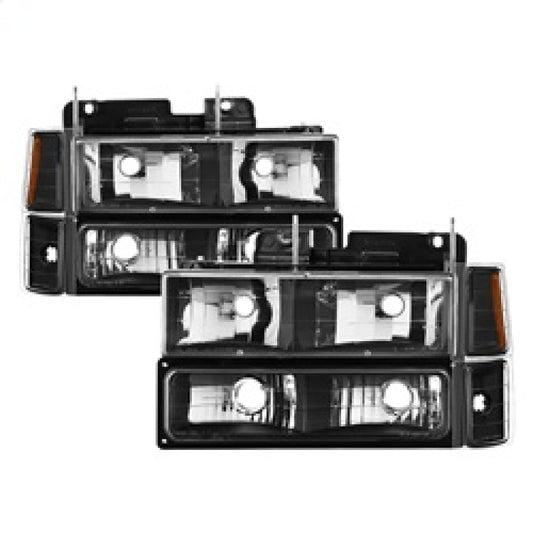 SPYDER Xtune Chevy Suburban 94-98 Headlights w/ Corner & Parking Lights 8pcs Black HD-JH-CCK88-AM-BK-SET 5072221