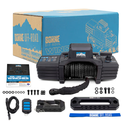 Borne Off-Road 12K Winch - Black Synthetic Rope BNWN-12-SBK