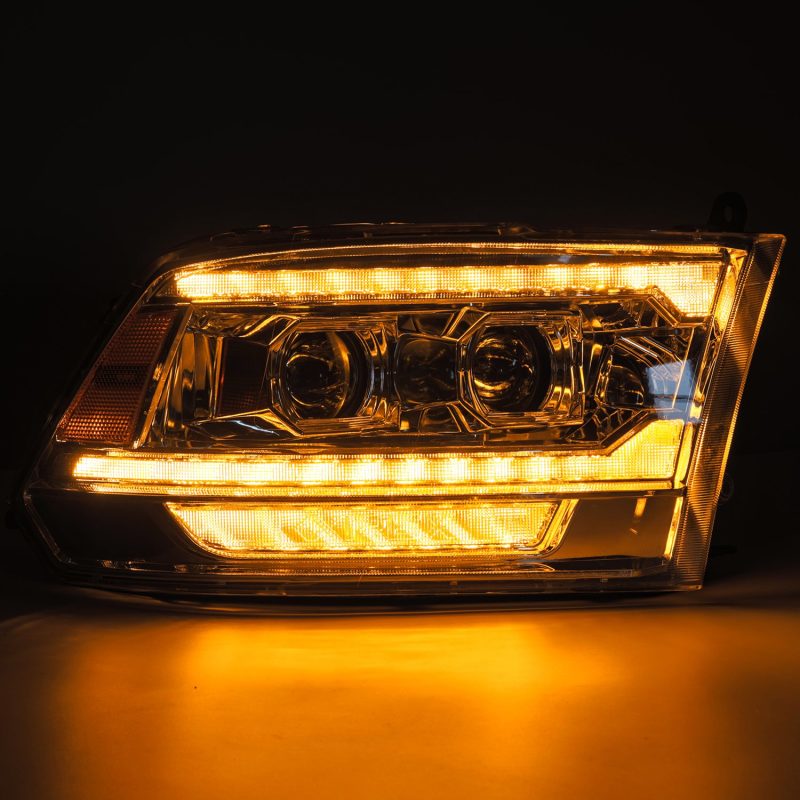AlphaRex 09-18 Dodge Ram 2500 LUXX LED Proj Headlights Plank Style Chrm w/Activ Light/Seq