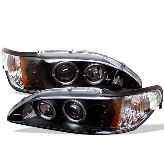 Spyder Ford Mustang 94-98 1PC Projector LED Halo Amber Reflctr LED Blk Low H3 PRO-YD-FM94-1PC-AM-BK 5010391