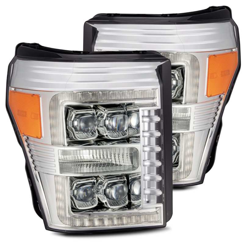 AlphaRex 11-16 Ford F-350 SD NOVA LED Proj Headlights Plank Style Chrm w/Activ Light/Seq