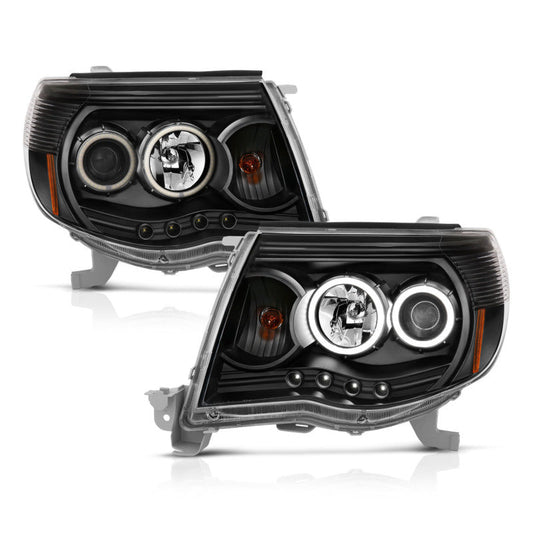 Anzo 2005-2011 Toyota Tacoma Projector Headlights w/ Halo Black