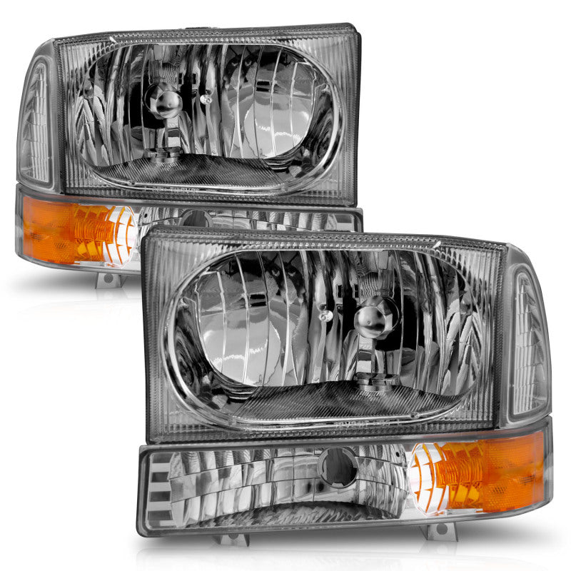 Anzo 2000-2004 Ford Excursion Crystal Headlights Chrome w/ LED 1pc — 14H1C