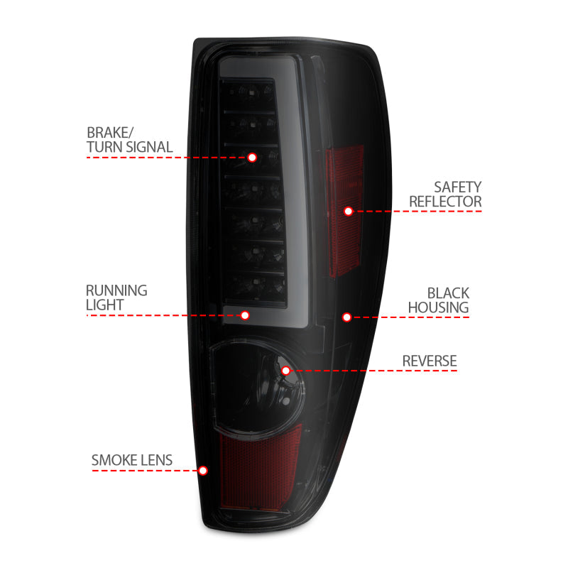 ANZO 2004-2012 Chevrolet Colorado/ GMC Canyon LED Tail Lights w/ Light Bar Black Housing
