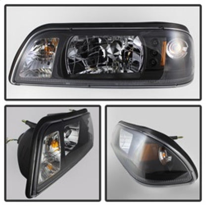 Spyder Ford Mustang 87-93 1PC LED (Replaceable LEDs)Crystal Headlights Black — 1RZU4