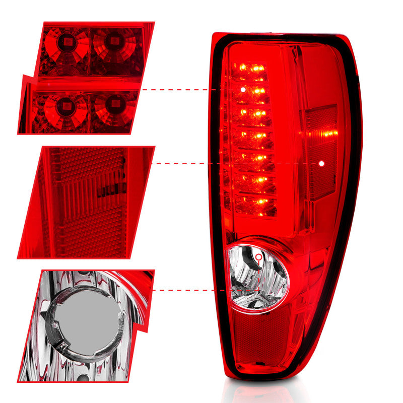ANZO 2004-2012 Chevrolet Colorado/ GMC Canyon LED Tail Lights w/ Light Bar Chrome Housing
