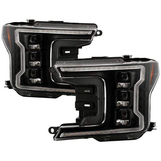 SPYDER 18-20 Ford F-150 Headlights - Halogen Model Only - DRL LED - Black PRO-YD-FF15018HALAP-SEQ-BK 5088475