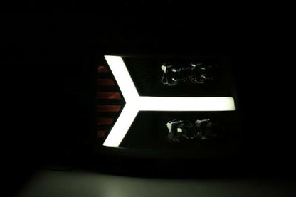 AlphaRex 07-13 Chevy 1500HD NOVA LED Proj Headlights Plank Style Gloss Blk w/Activ