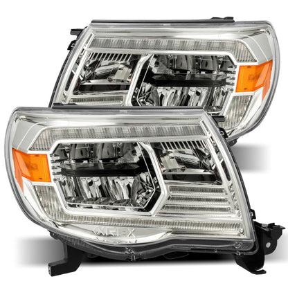 AlphaRex 05-11 Toyota Tacoma LUXX Crystal Headlights Plank Style Chrome w/Activation
