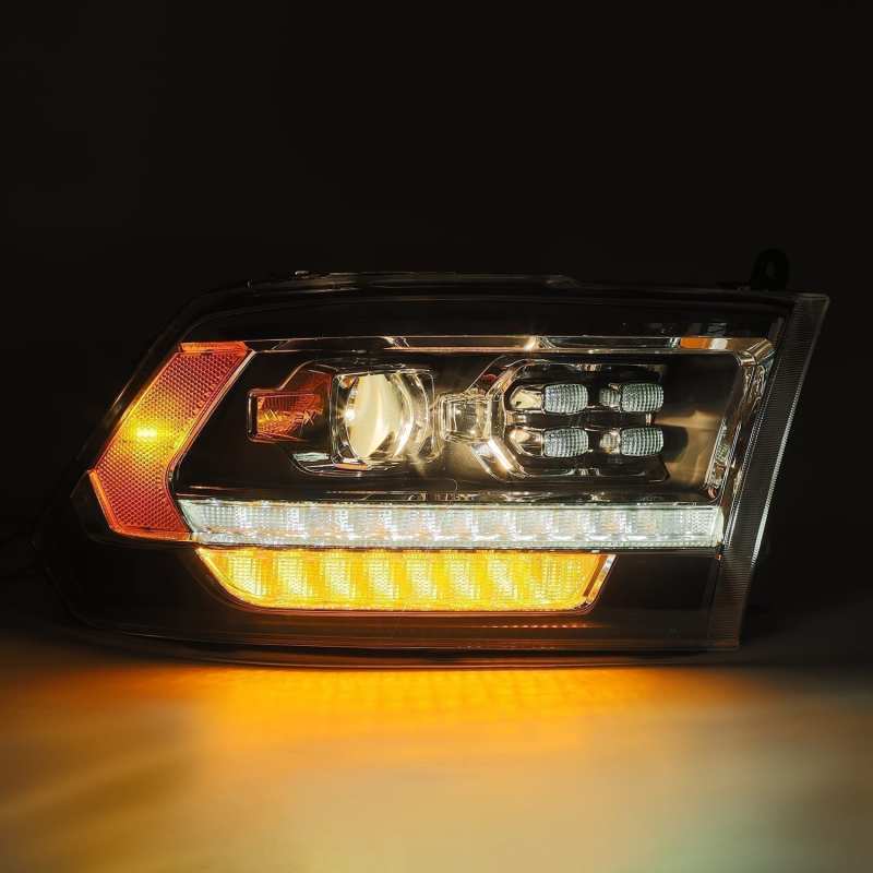 AlphaRex 09-18 Dodge Ram 2500 LUXX LED Proj Headlights Plank Style Black w/Activ