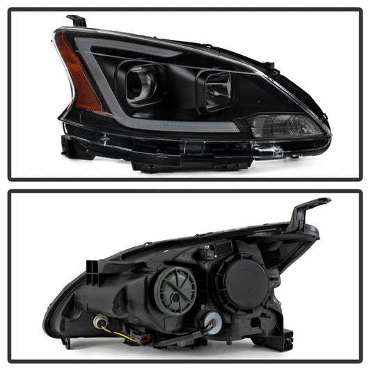 SPYDER xTune 13-15 Nissan Sentra DRL LED Light Bar Proj Halogen Headlights - Blk Smoke (PRO-JH-NS13-LB-BSM) 9042973