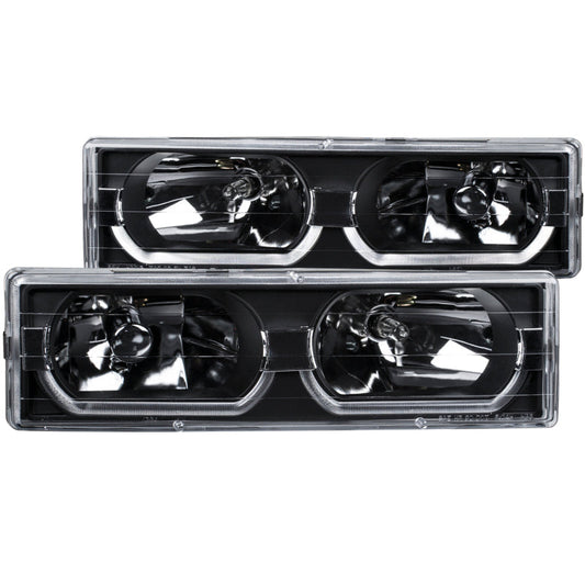 Anzo 1988-1998 Chevrolet C1500 Crystal Headlights Black w/ Low - Brow