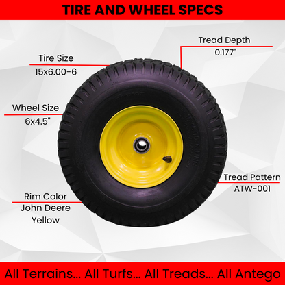 Antego Tire & Wheel (Set of 2) 15x6.00-6 Tire and Wheel Assemblies, ATW-001 (2)