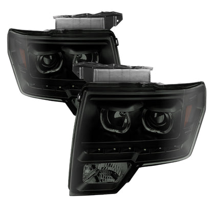 SPYDER Xtune Ford F150 09-14 Projector Headlights Halogen Model LED Halo Black Smoke PRO-JH-FF15009-CFB-BSM 9032233