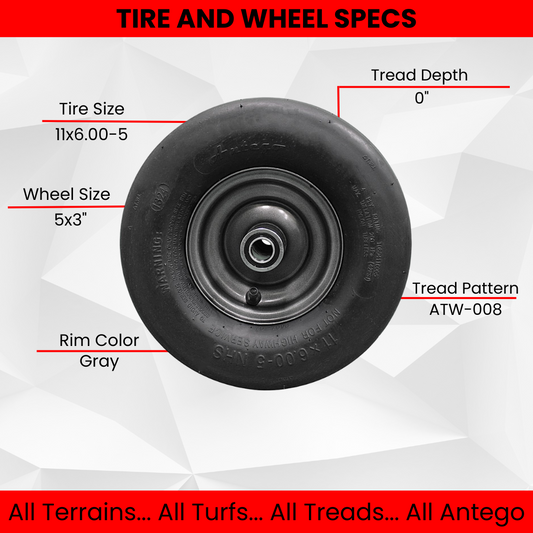 11x6.00-5 Tire Wheel Assy to Perfectly Replace Ariens/Gravely 07101105. Fits on Ikon XL (2)