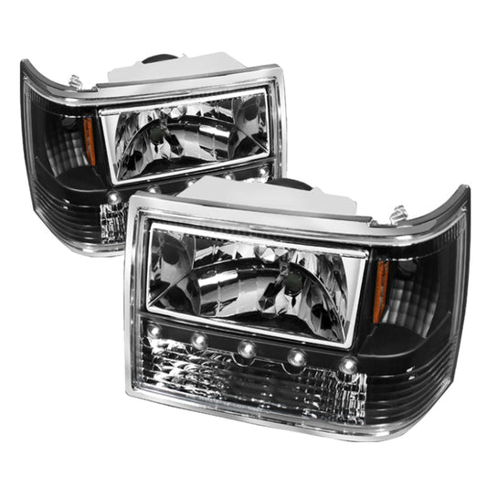 SPYDER Xtune Jeep Grand Cherokee 93-98 1Pc Crystal Headlights Black HD-ON-JGC93-1PC-LED-BK 5017666
