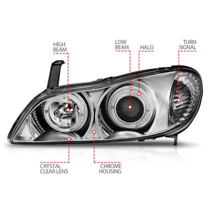 Anzo 2000-2004 Infiniti I30 Projector Headlights w/ Halo Chrome