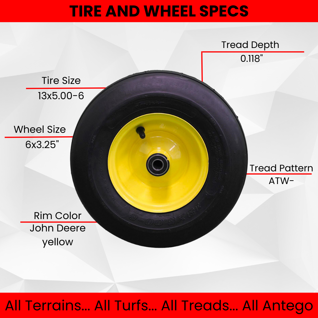 13x5.00-6 4 Ply Tires & 6x3.25 John Deere Wheels for Lawn & Garden Mower Turf Tires (Set (2)