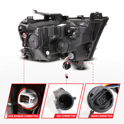 ANZO 19-24 RAM 1500 (New Body/OE Halogen) Full LED Proj Headlights DRL/SeqSig Black - Pass. Side 111628A-R