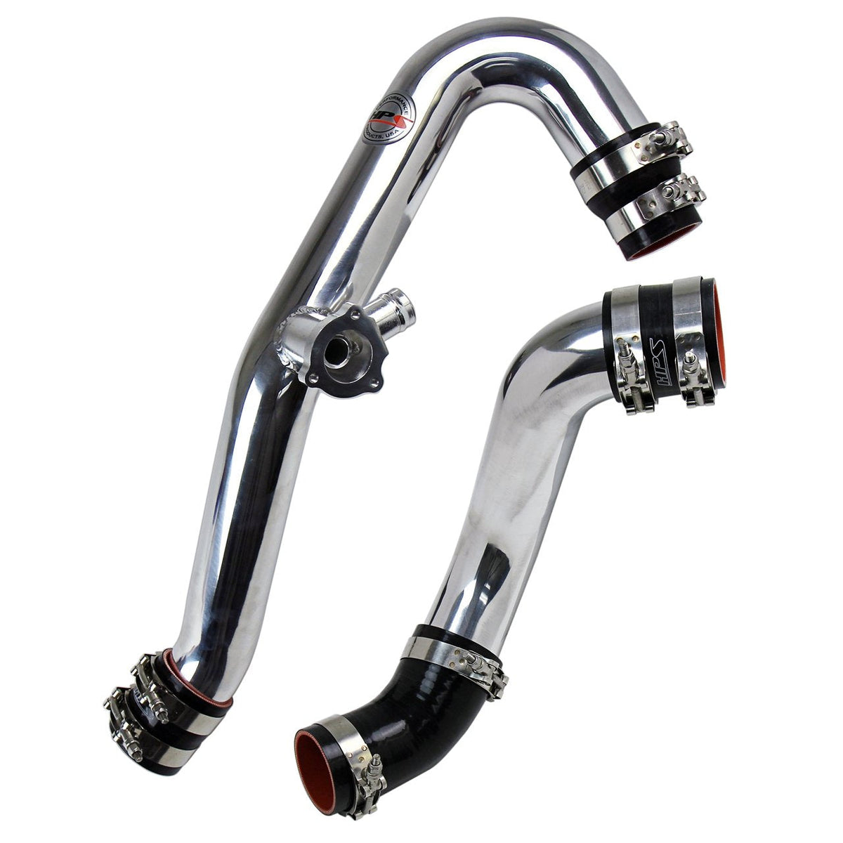 HPS Performance HPS Intercooler Hot Charge Pipe and Cold Side with Black Hoses — 159W4