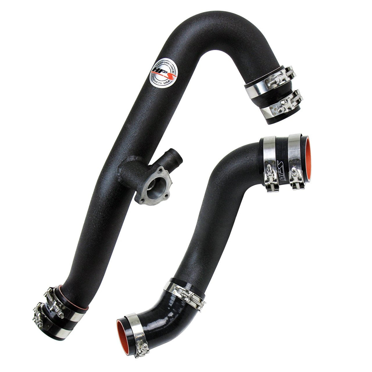 HPS Performance HPS Intercooler Hot Charge Pipe and Cold Side with Black Hoses 15-17 Ford