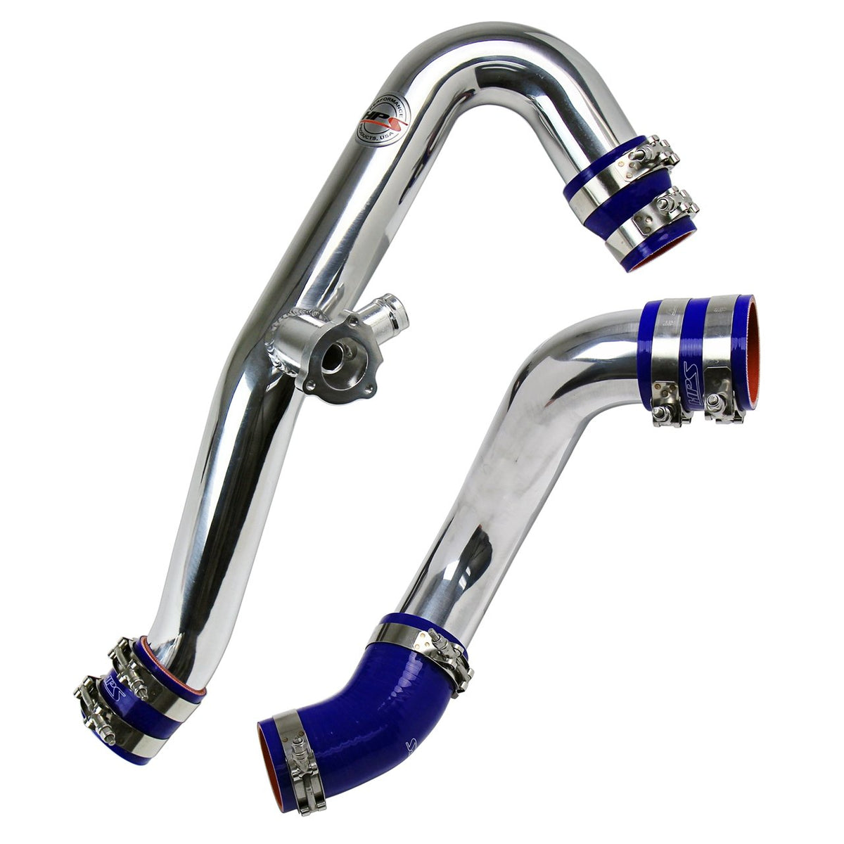 HPS Performance HPS Intercooler Hot Charge Pipe and Cold Side with Blue Hoses — 159W6