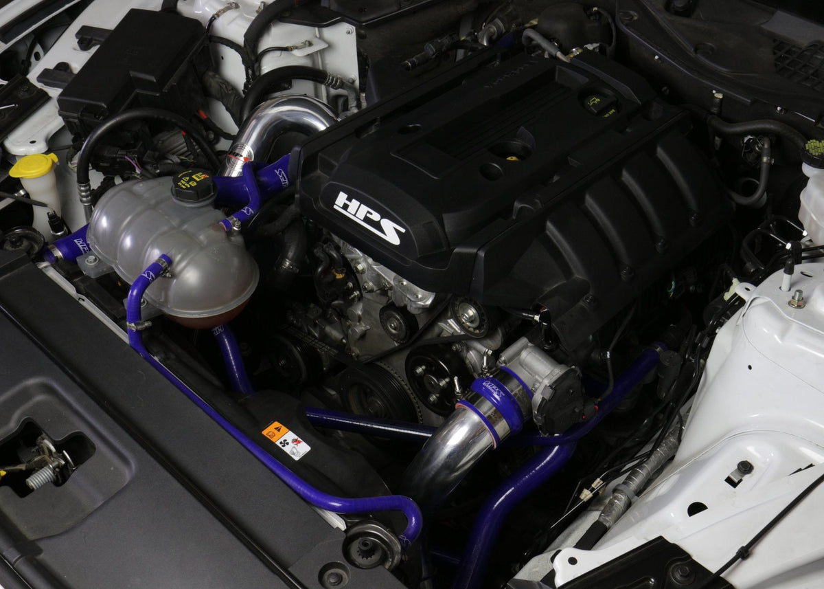 HPS Performance HPS Intercooler Hot Charge Pipe and Cold Side with Blue Hoses — 159W6