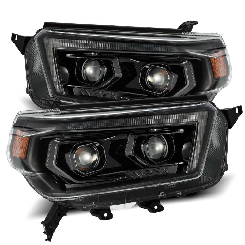 AlphaRex 10-13 Toyota 4Runner LUXX LED Proj Headlights Plank Style Alpha Black w/Seq