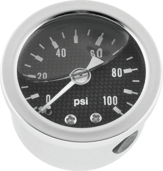 Bikers Choice 0-100 PSI Oil Pressure Gauge Carbon Face Stainless Bezel Liquid Filled Univ Custom 496456