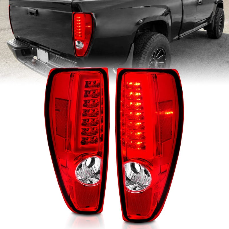 ANZO 2004-2012 Chevrolet Colorado/ GMC Canyon LED Tail Lights w/ Light Bar Chrome Housing