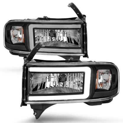 ANZO 94-02 Dodge RAM Crystal Headlight - w/ Light Bar Black Housing 111554