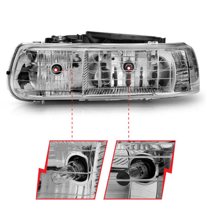 Anzo 1999-2002 Chevrolet Silverado 1500 Crystal Headlights Chrome