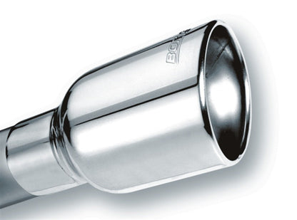 Borla Universal Polished Tip Single Round Rolled Angle-Cut w/Clamp (inlet 2 1/2in. Outlet 4 x 4in) * 20156