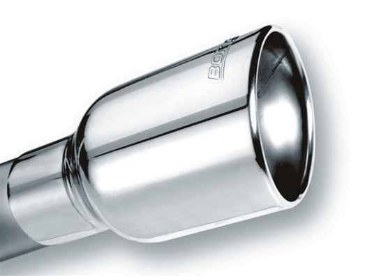 Borla Universal Polished Tip Single Round Rolled Angle-Cut w/Clamp (inlet 2 1/2in. Outlet 4 x 4in) * 20156