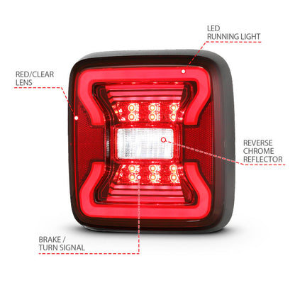 ANZO 18-19 Jeep Wrangler JL LED Taillights Black 311295