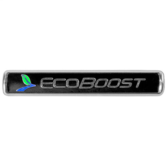 Ford Racing Black/Silver EcoBoost Emblem 3-1/2in x 9/16in - Set of 2 M-1447-Ebblk