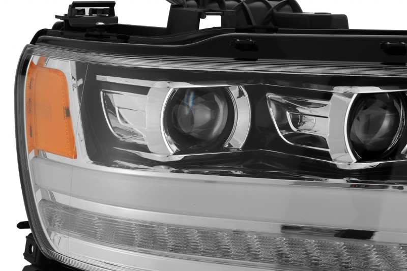 AlphaRex 19-20 Dodge Ram 1500 LUXX LED Proj Headlights Plank Chrome w/Activ Light/Seq