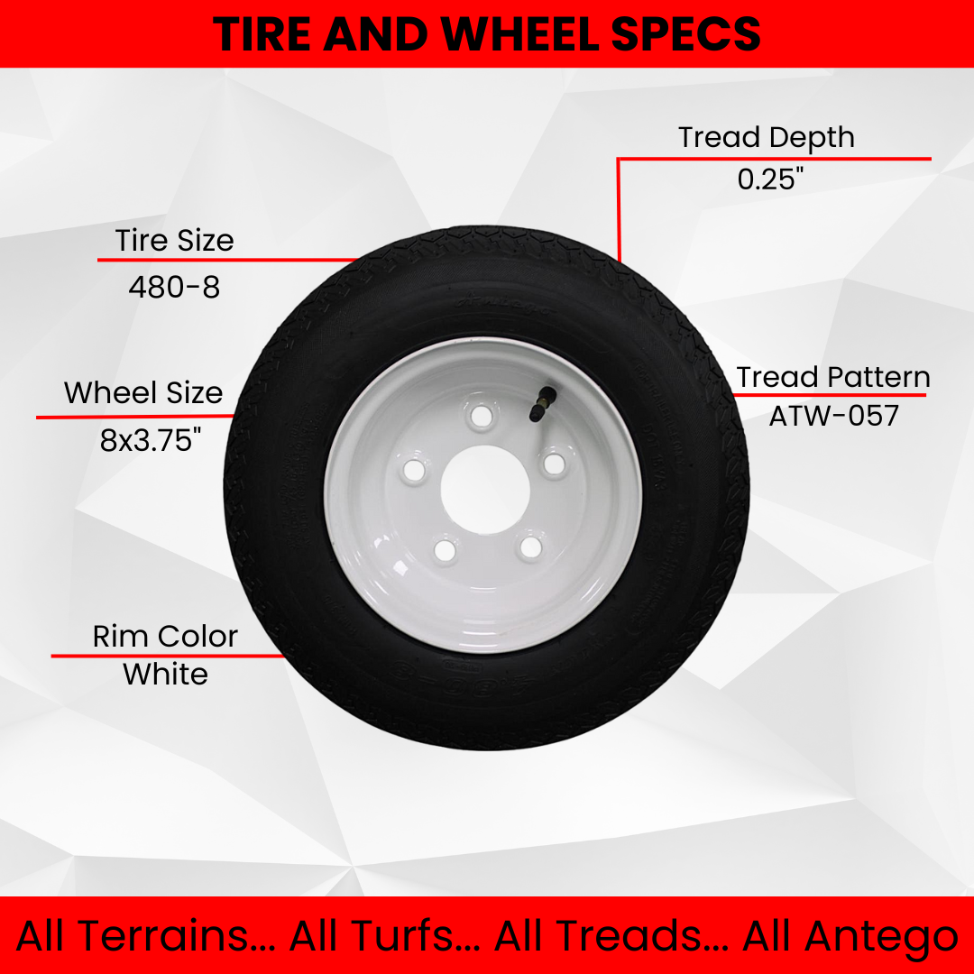 Antego Tire and Wheel (Set of 2) 4.80-8 Tire and Wheel Assemblies