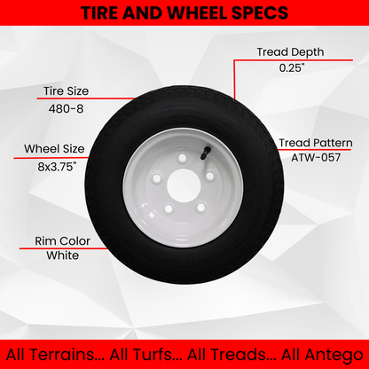 Antego Tire and Wheel (Set of 2) 4.80-8 Tire and Wheel Assemblies