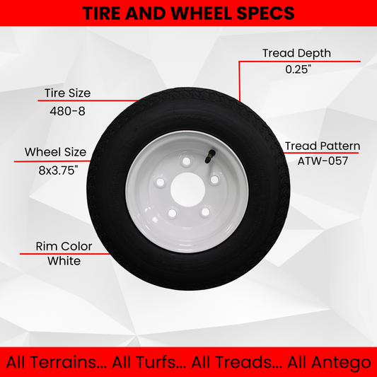 Antego Tire and Wheel (Set of 2) 4.80-8 Tire and Wheel Assemblies