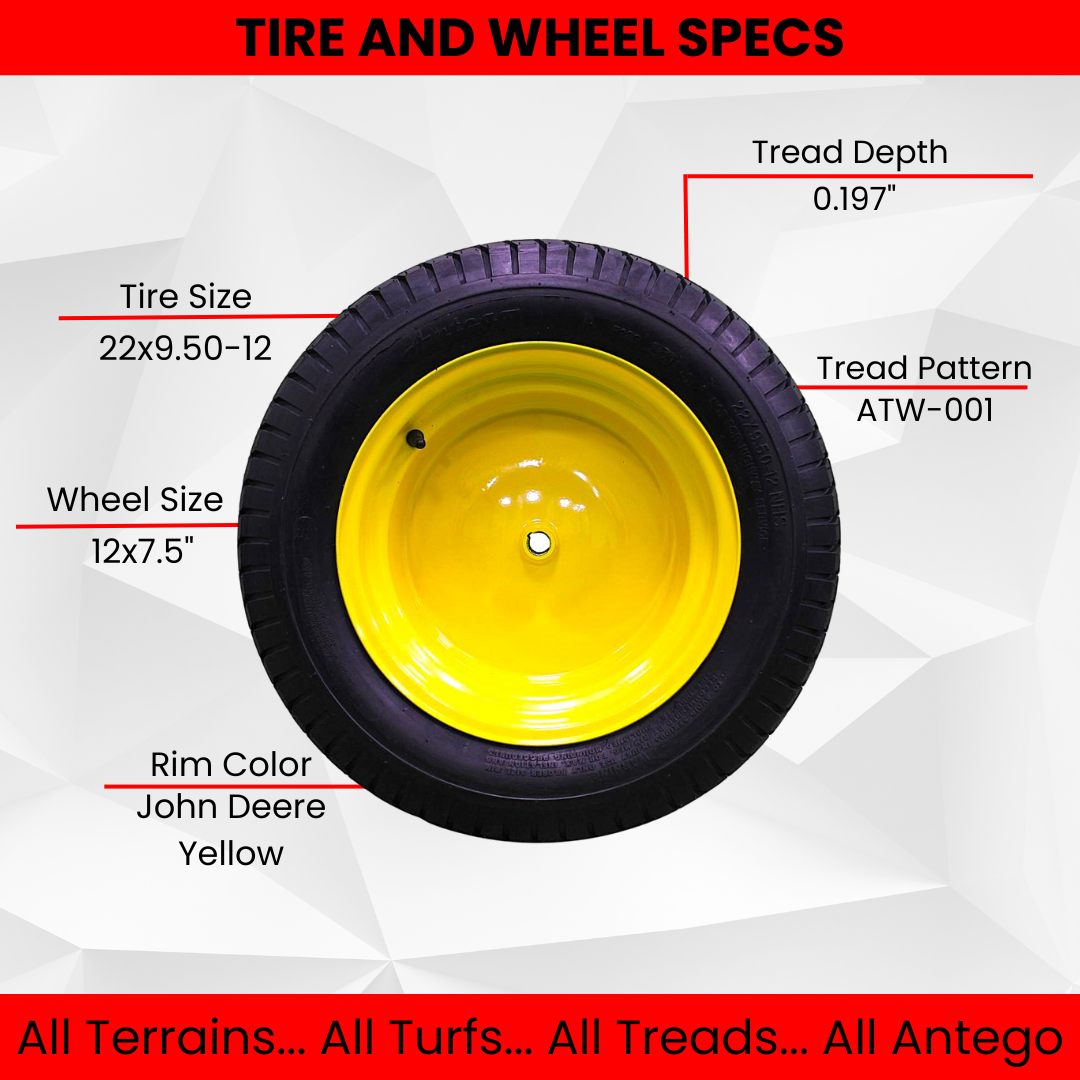 22x9.50-12 4 Ply Turf Tires & Wheels for John Deere Lawn & Garden Mower Turf Tires (Set (2)