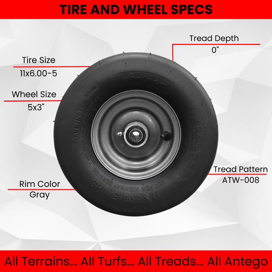 (Set of 2) Gravely Ariens 07101105 11x6.00-5 Tire & Wheel Assembly fits IKON XL, ZT XL
