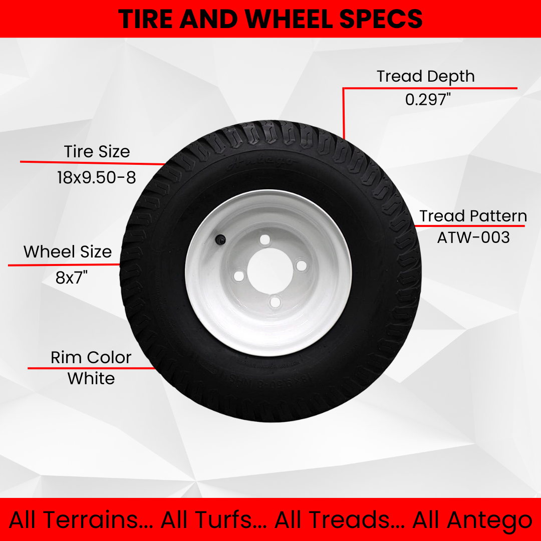 (Qty: 1 Tire/Wheel Assembly) 18x9.50-8 Toro/Exmark Wheel Assemblies