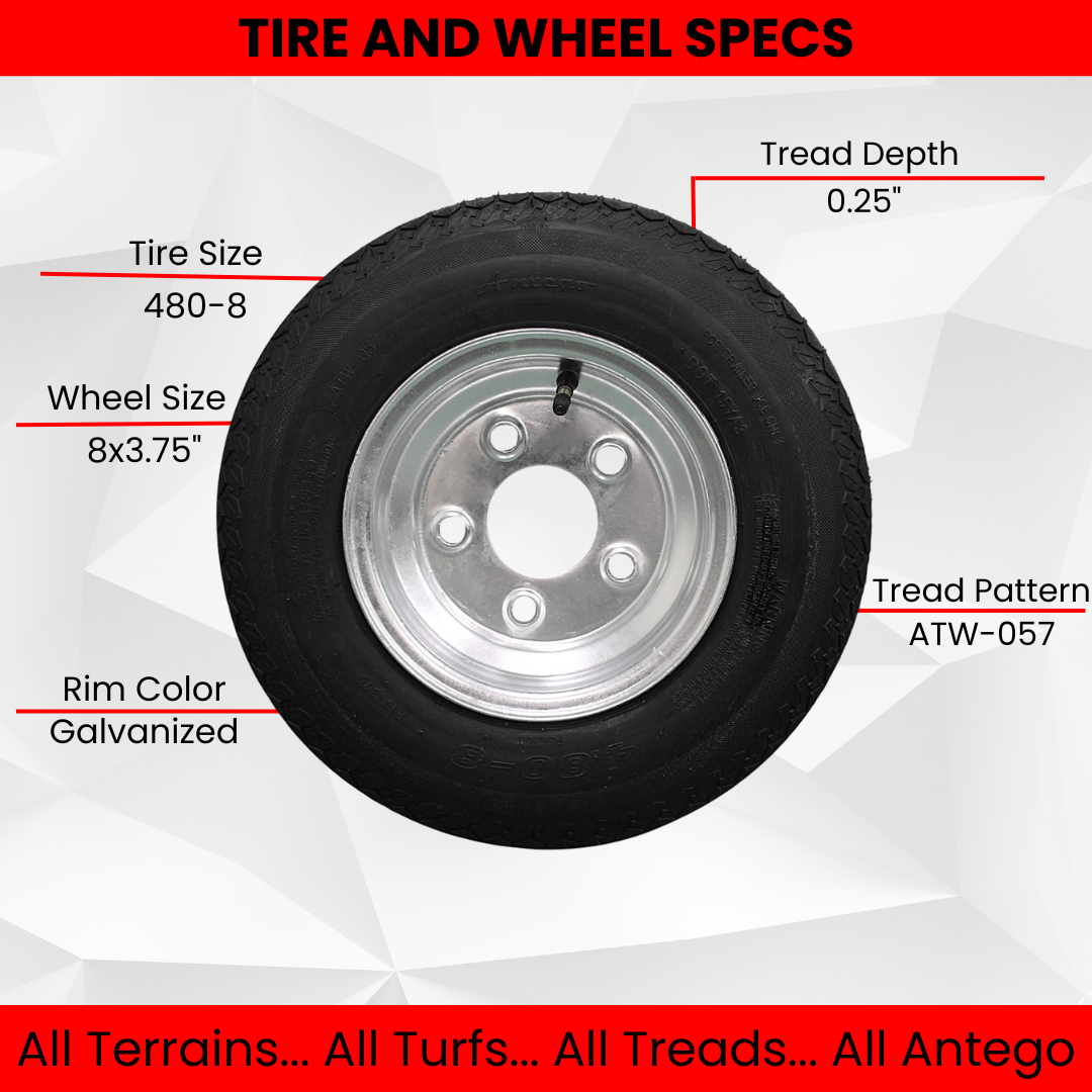 Antego Tire and Wheel (Set of 1) 4.80-8 Tire and Wheel Assemblies (2)
