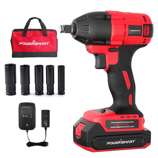 PowerSmart 20V Brushless Cordless Impact Wrench Kit w/ Battery & Charger