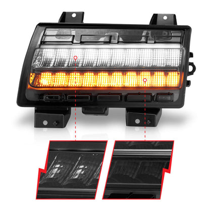 ANZO 2018-2021 Jeep Wrangler LED Side Markers Chrome Housing Smoke Lens w/ Seq. Signal Low Config 511087