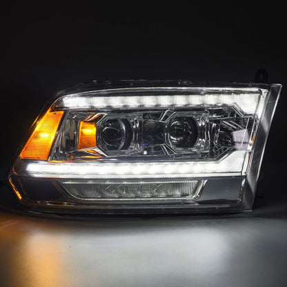 AlphaRex 09-18 Dodge Ram 2500 LUXX LED Proj Headlights Plank Style Chrm w/Activ Light/Seq
