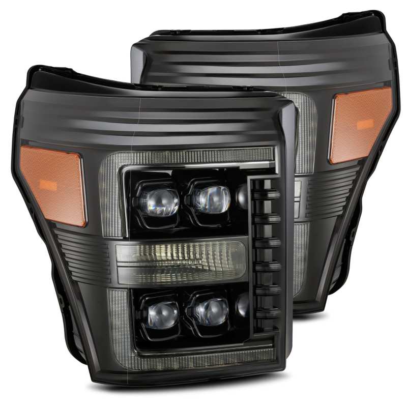 AlphaRex 11-16 Ford F-350 SD NOVA LED Proj Headlights Plank Style Alpha Blk w/Activ