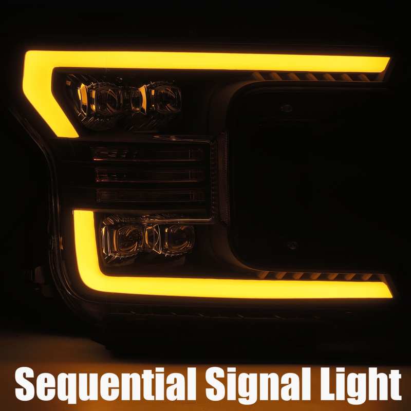 AlphaRex 18-19 Ford F-150 NOVA LED Proj Headlights Plank Style Matte Black w/Activ
