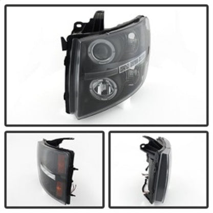 Spyder Chevy Silverado 1500 07-13 Projector Headlights LED Halo LED Blk Pro-Yd-CS07-Hl-Bk